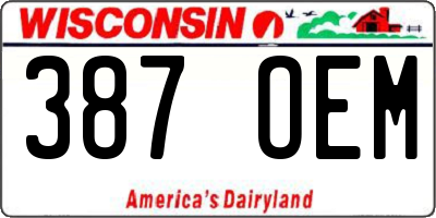 WI license plate 387OEM