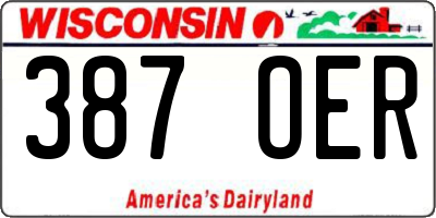 WI license plate 387OER