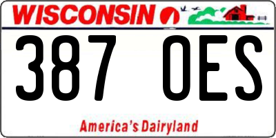 WI license plate 387OES