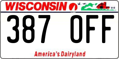 WI license plate 387OFF