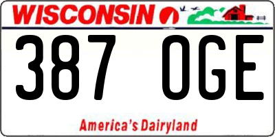 WI license plate 387OGE