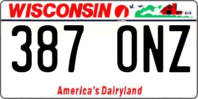 WI license plate 387ONZ
