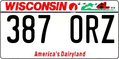 WI license plate 387ORZ