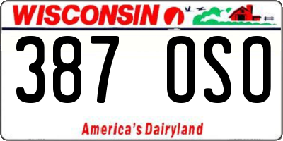 WI license plate 387OSO