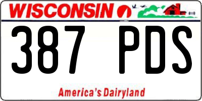 WI license plate 387PDS