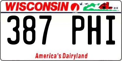 WI license plate 387PHI