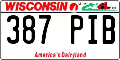 WI license plate 387PIB