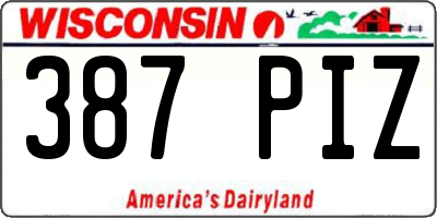WI license plate 387PIZ