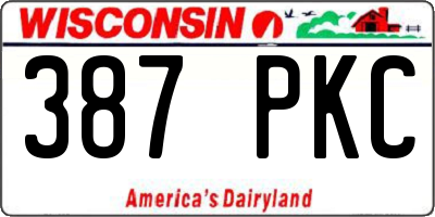 WI license plate 387PKC