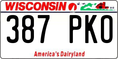 WI license plate 387PKO