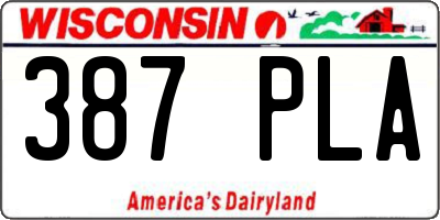 WI license plate 387PLA