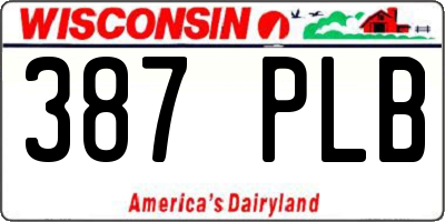 WI license plate 387PLB
