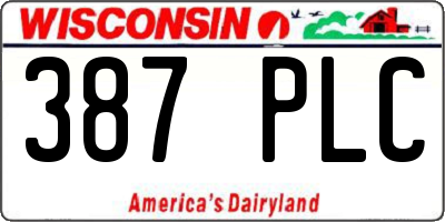 WI license plate 387PLC