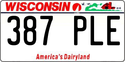 WI license plate 387PLE
