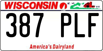 WI license plate 387PLF