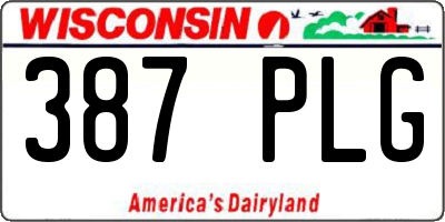 WI license plate 387PLG