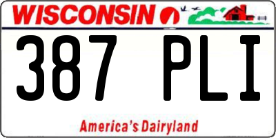 WI license plate 387PLI