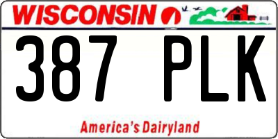 WI license plate 387PLK