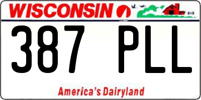 WI license plate 387PLL