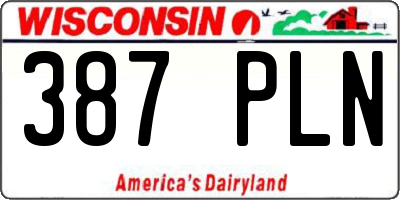WI license plate 387PLN