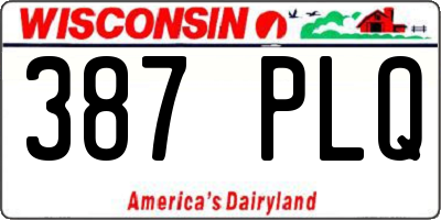 WI license plate 387PLQ