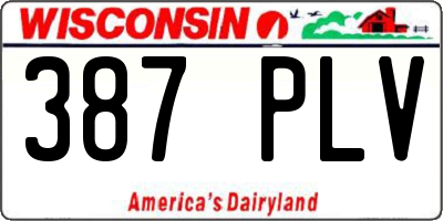 WI license plate 387PLV