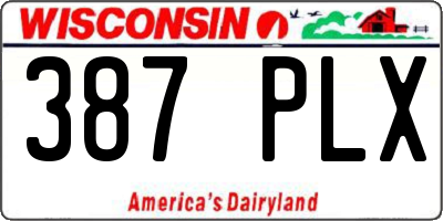 WI license plate 387PLX