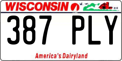 WI license plate 387PLY