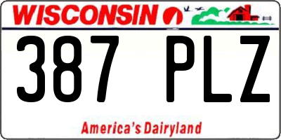 WI license plate 387PLZ