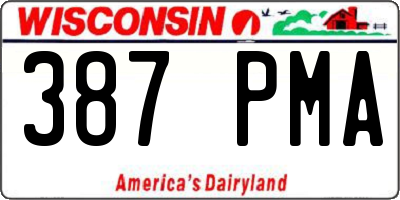 WI license plate 387PMA