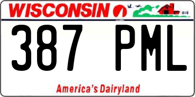 WI license plate 387PML