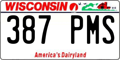 WI license plate 387PMS