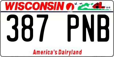 WI license plate 387PNB