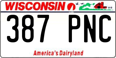 WI license plate 387PNC