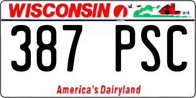 WI license plate 387PSC