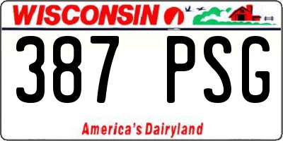 WI license plate 387PSG