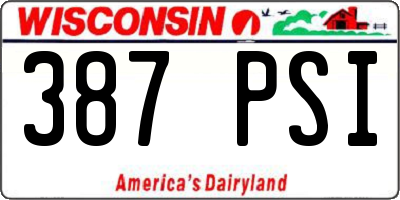 WI license plate 387PSI
