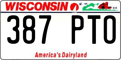 WI license plate 387PTO