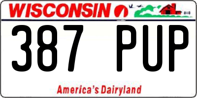WI license plate 387PUP