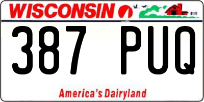 WI license plate 387PUQ