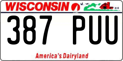 WI license plate 387PUU