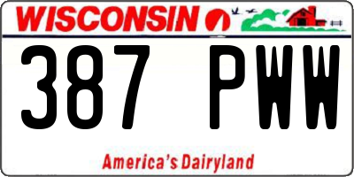 WI license plate 387PWW