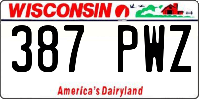 WI license plate 387PWZ