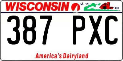 WI license plate 387PXC