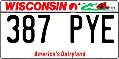 WI license plate 387PYE