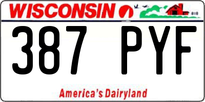 WI license plate 387PYF