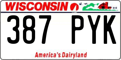 WI license plate 387PYK