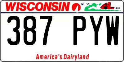 WI license plate 387PYW