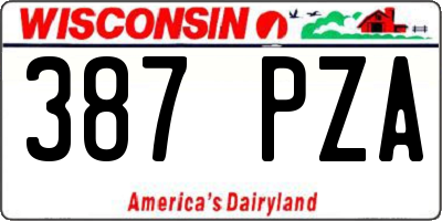 WI license plate 387PZA
