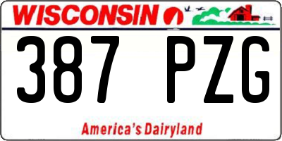 WI license plate 387PZG